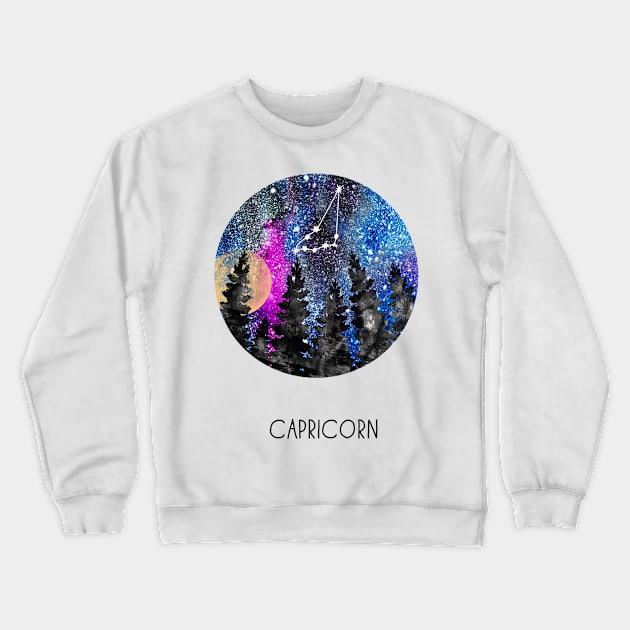 Capricorn Constellation, Capricorn Crewneck Sweatshirt by RosaliArt